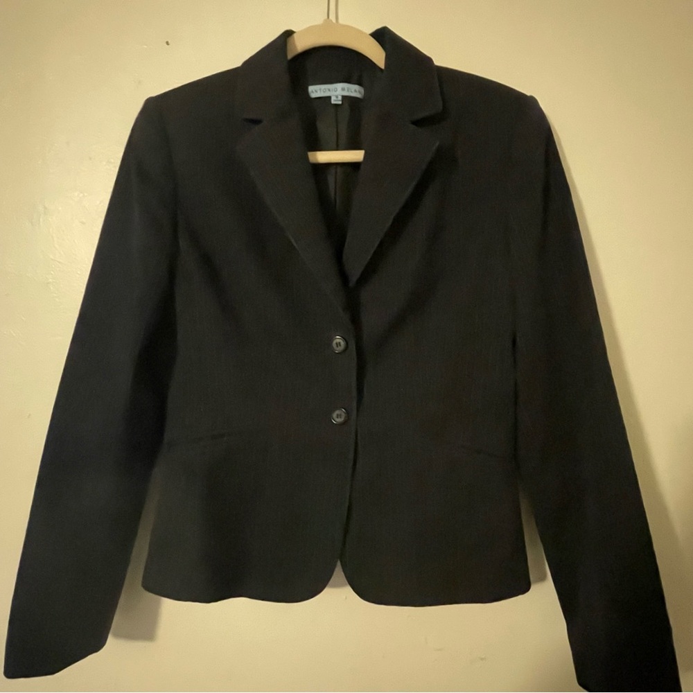 Antonio Melani Black Pinstripe Fitted Blazer Size 6